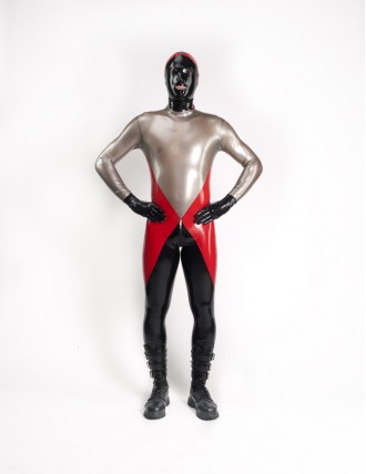 Herren Latex dreifärbiger Catsuit