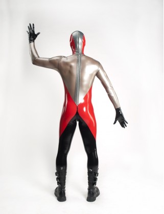 Herren Latex dreifärbiger Catsuit