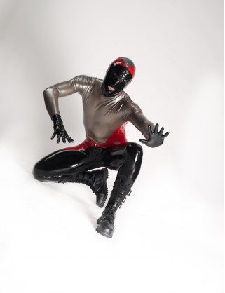 Herren Latex dreifärbiger Catsuit