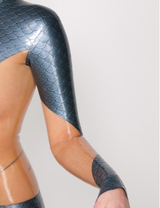 Damen Latex Catsuit mit Body-Einsatz