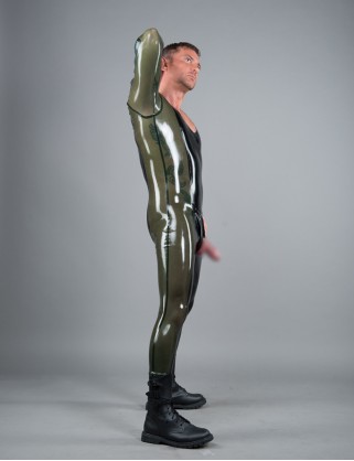 Herren Latex Catsuit mit tiefem V-Ausschnitt