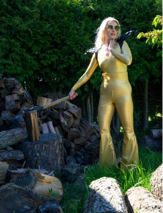 Latex Catsuit mit Schlaghose