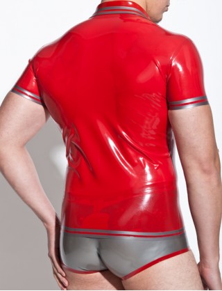 Herren Latex Hotpants mit Zierstreifen