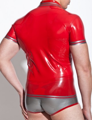 Herren Latex Hotpants mit Zierstreifen